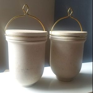 LOT Anthropologie Stone Jars & Large Latte Bowls